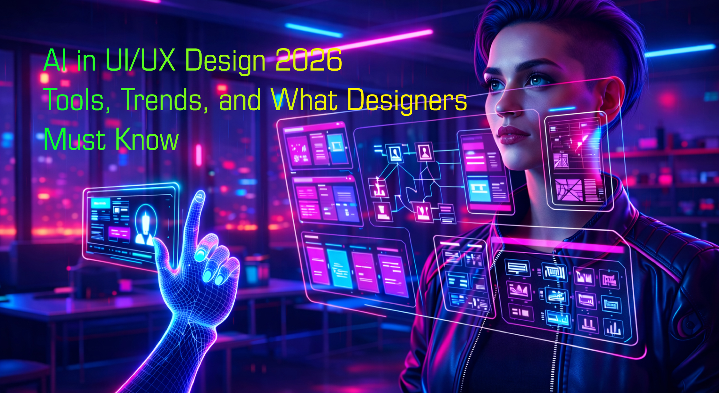 AI in UI UX Design 2026 futuristic interface design concept for designers